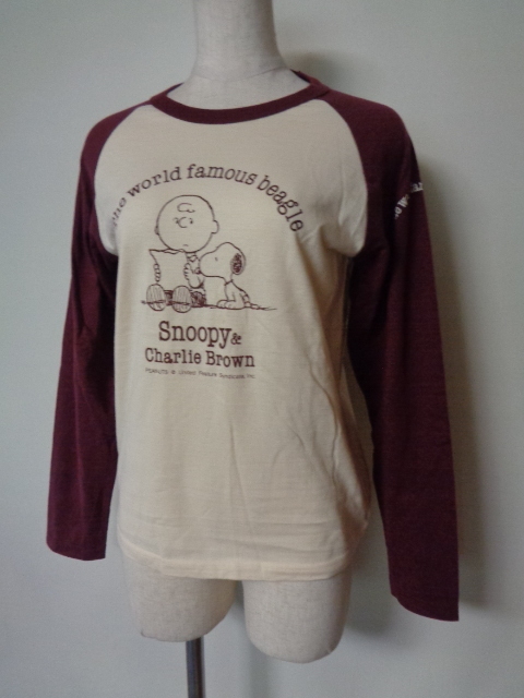 ファミリア familiar Tシャツ・カットソー S ロンT クリーム SNOOPY スヌーピー スヌーピー ラグラン 長袖 Tシャツ 大人