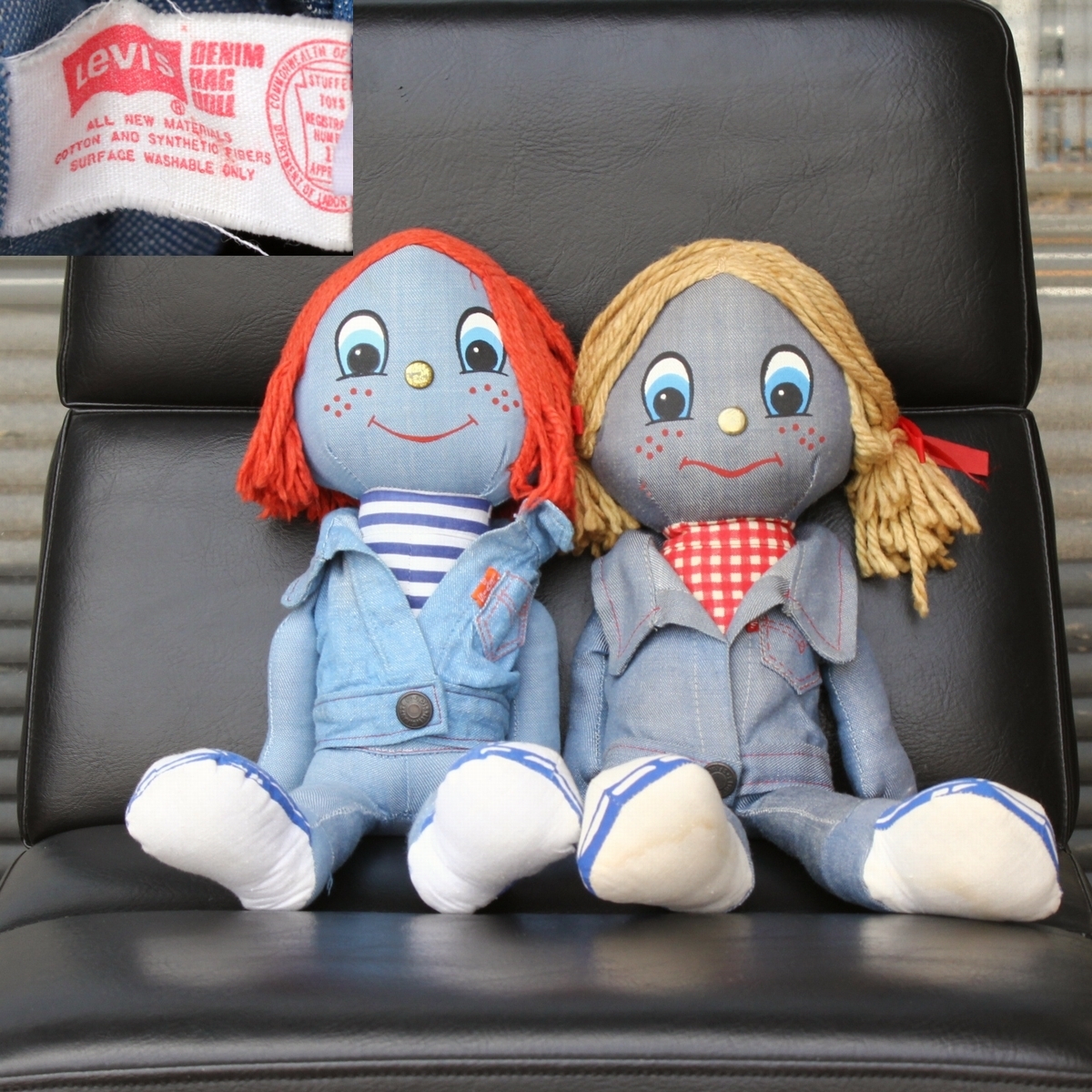 (81327)LEVI'Sリーバイス ラグドール2体セット約42センチ ヴィンテージ(BIGEビッグE デニム人形マスコット70s 70年代 501 501XX バナー)