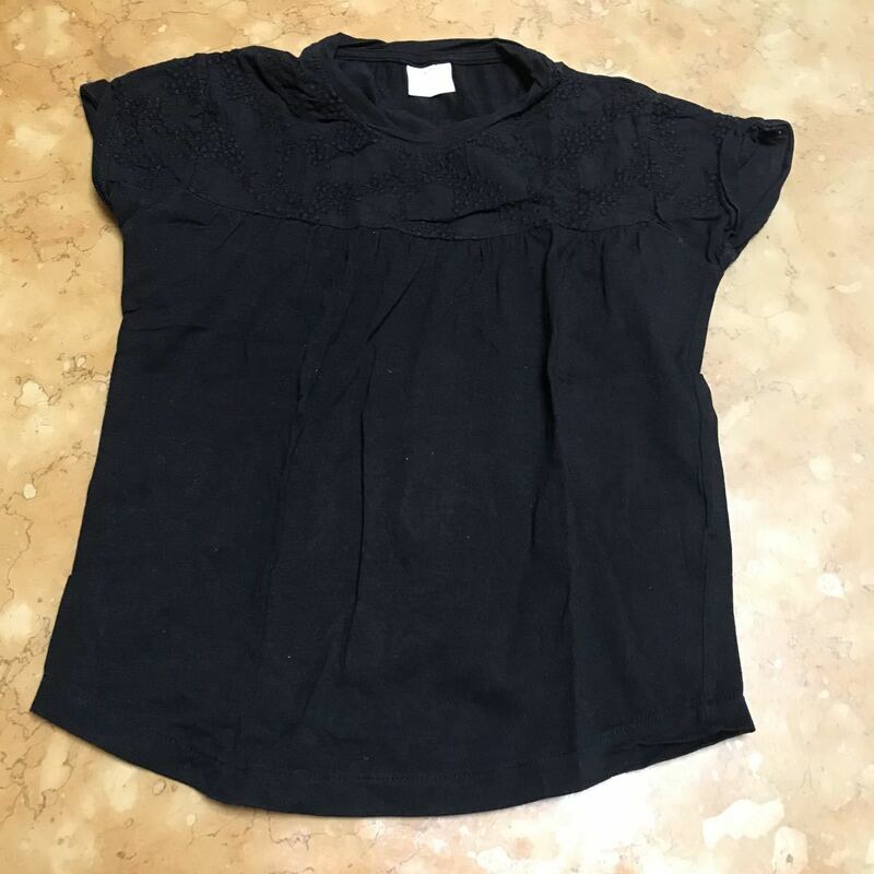 トップス Zara Girls サイズ7 USED サイズ120 美品 黒Tシャツ