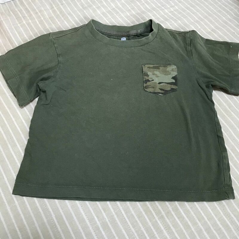半袖Tシャツ 深緑 ユニクロ サイズ110 UNIQLO USED ポケットTシャツ 迷彩