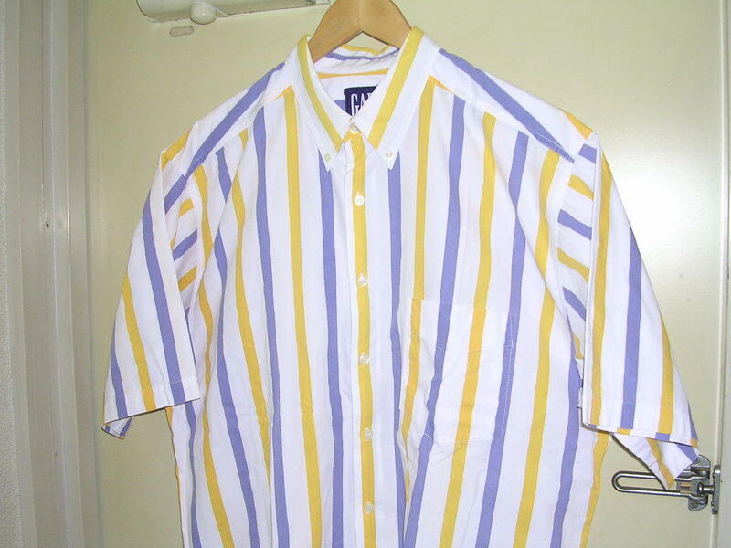 90s オールド ギャップ OLD GAP 半袖BDシャツ L マルチストライプ vintage