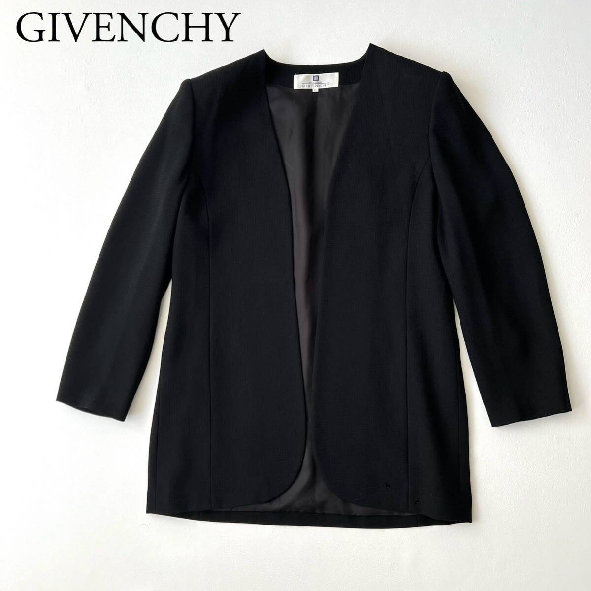 美品　GIVENCHY ジバンシー　ジバンシィ ノーカラージャケット ボタンレス　フォーマル アウター　日本製 レディース