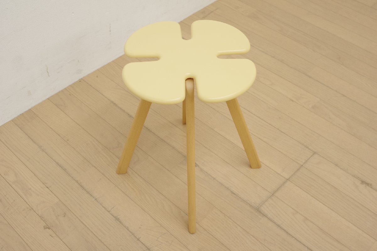 天童木工 Tendo クローバースツール ハイタイプ イエロー 木製 スタッキング サイドテーブル キッズ パステルカラー 子供部屋 リビング