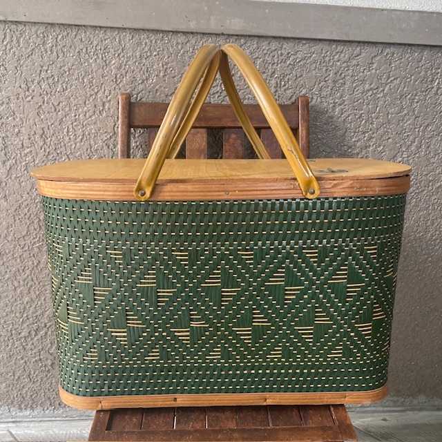 希少品！60's〜70's アメリカアンティーク　ピクニックバスケット　USA製ヴィンテージインテリア雑貨/50'sカントリー家具カリフォルニア