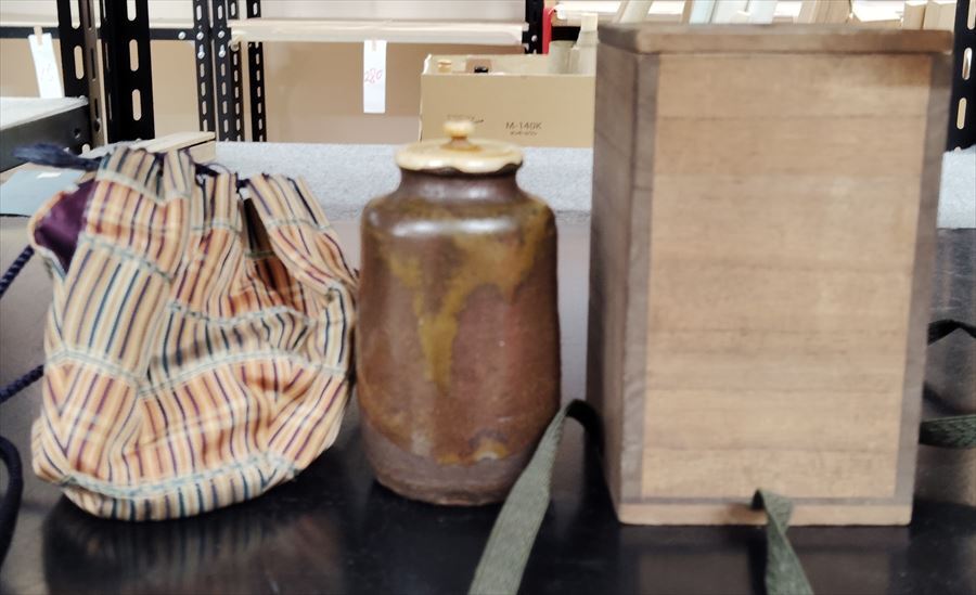 桃山 江戸時代 古瀬戸 茶入 唐物 茶器 茶道具 共箱 仕覆添
