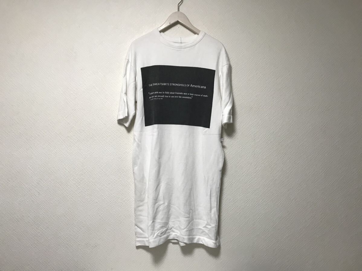 本物アメリカーナAmericanaコットンリヨセルスウェットプリント半袖Tシャツワンピースレディースワークゴルフドレス白ホワイト日本製M
