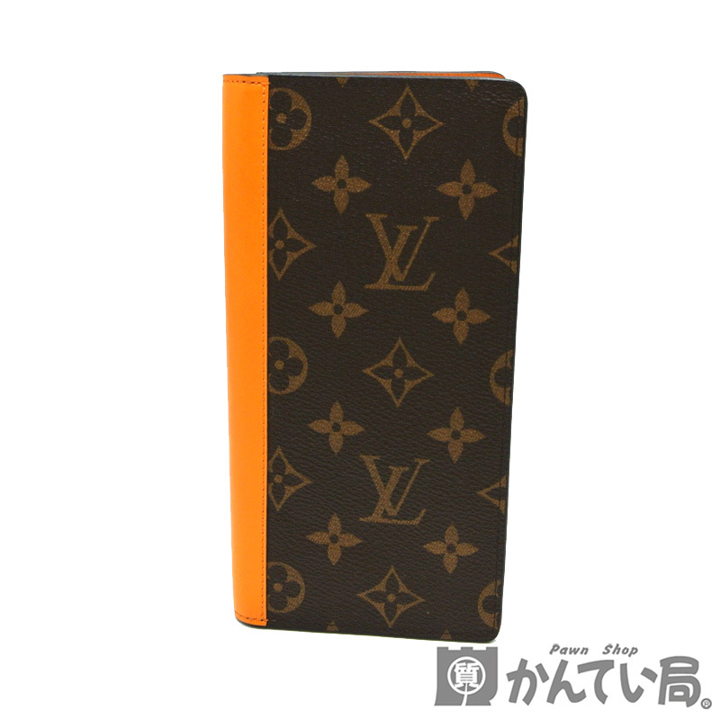20540 LOUIS VUITTON【ルイ・ヴィトン】M82551 ポルトフォイユ・ブラザ NM 二つ折り長財布 モノグラム マカサー ブラウン×オレンジ