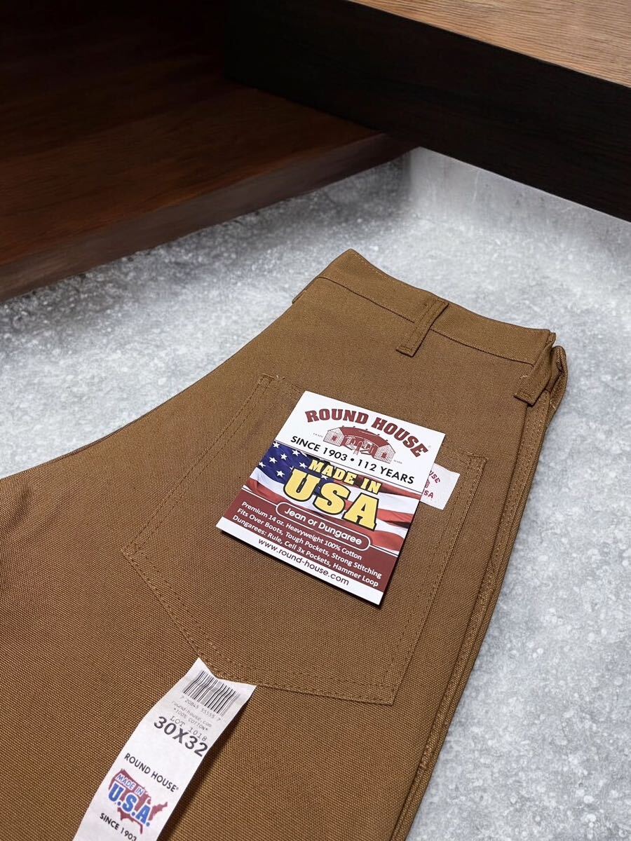 USA製　ROUND HOUSE ラウンドハウス LOT1018 ブラウン　ダック　ベイカーパンツ ワークパンツ★30×32サイズ★