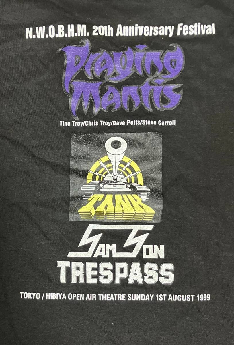 METAL CRUSADE ’99　Tシャツ　N.W.O.B.H.M.　PLAYING MANTIS,TANK,SAMSON,TRESPASS　（メンズLサイズ）ヘヴィメタル　バンドTシャツ