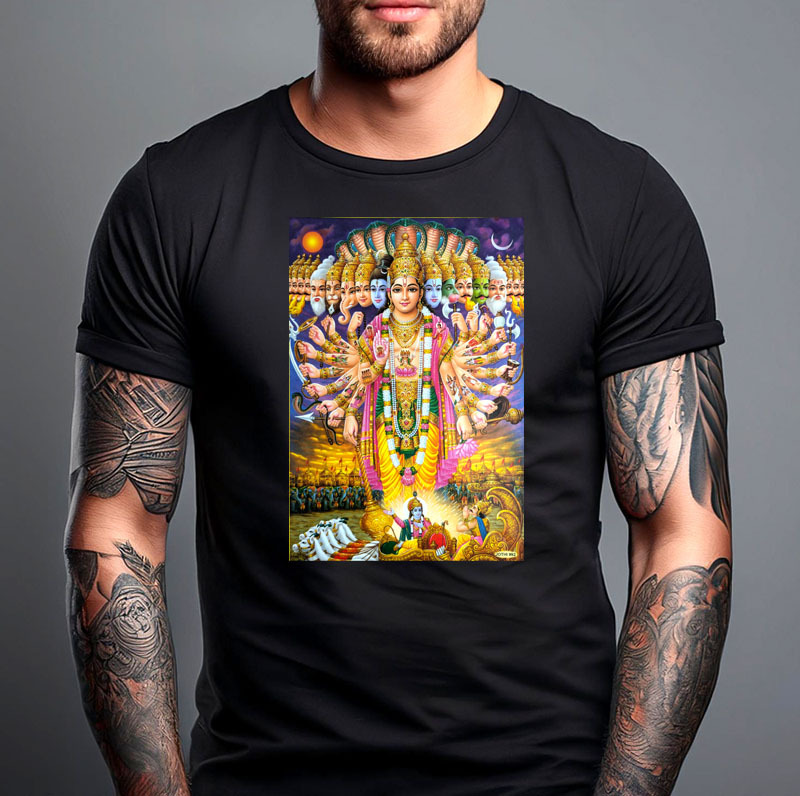 Tシャツ プリント用熱転写シート インドの神様ヴィシュヌとデーヴァナーガリー文字の２枚組 ヒンドゥー教 アイロンを押し当てるだけ