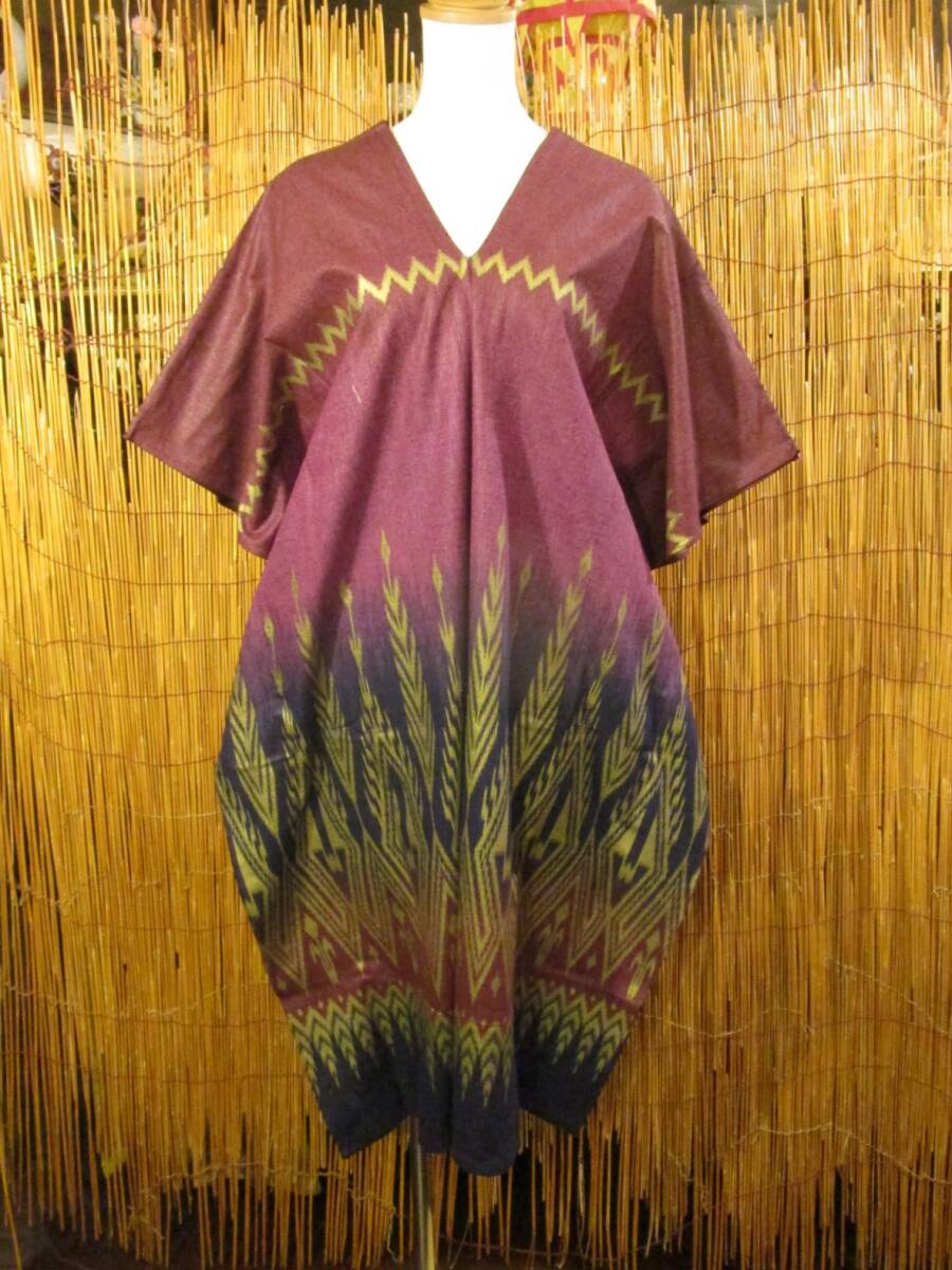 【送料込み／ＳＡＬＥ】②新品＊男女兼用＊コットン素材＊アジアンプリント＊ミドル丈＊ポンチョ エスニック アジアン MAJAM