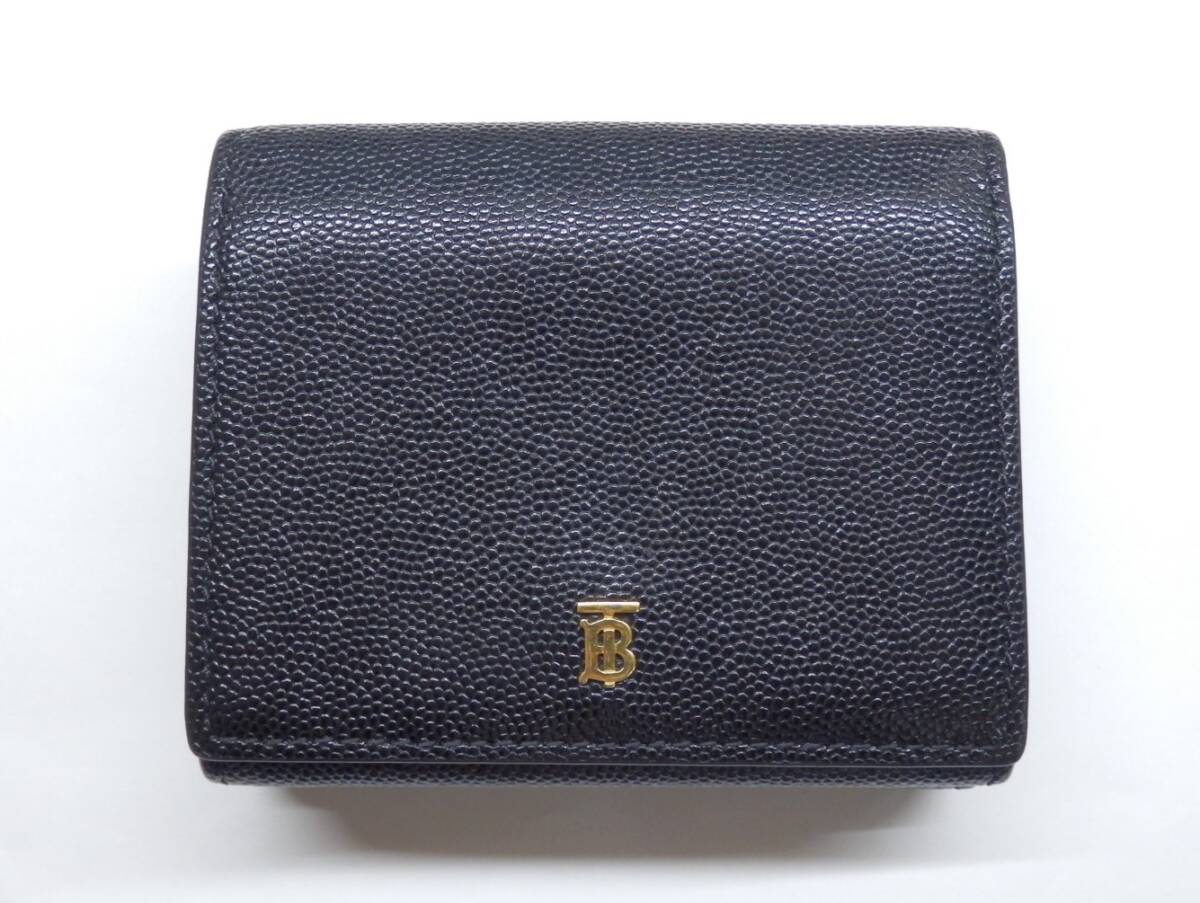 172H927I◆BURBERRY バーバリー 8025734 二つ折り財布 レザー イタリア製 ブラック 中古