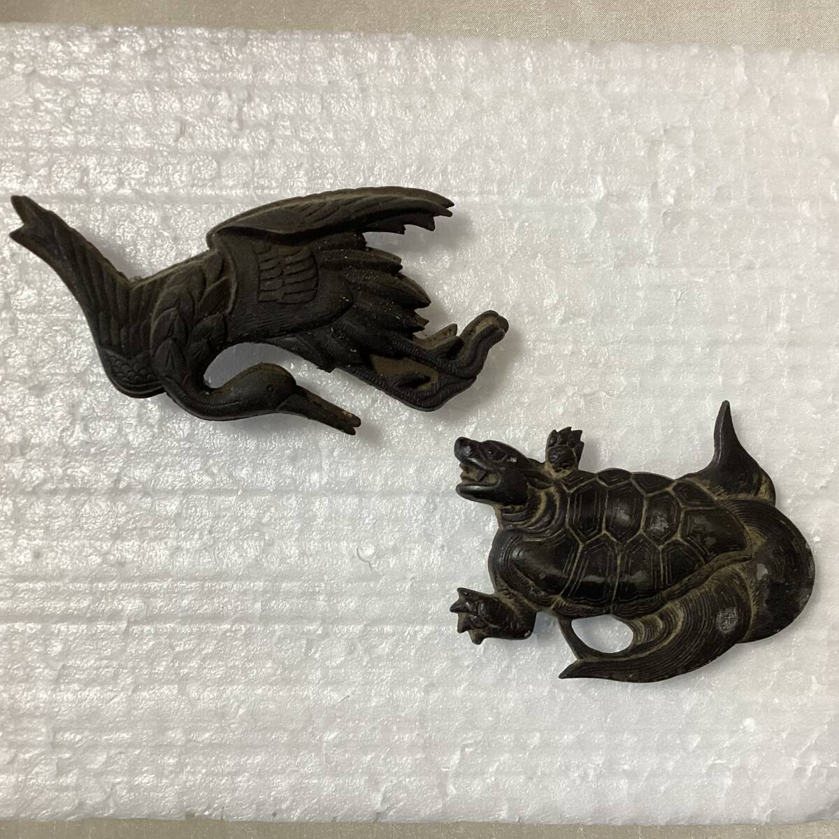 旧家の解体の初だし　鶴亀の釘隠し　玄武　縁起物　幕末