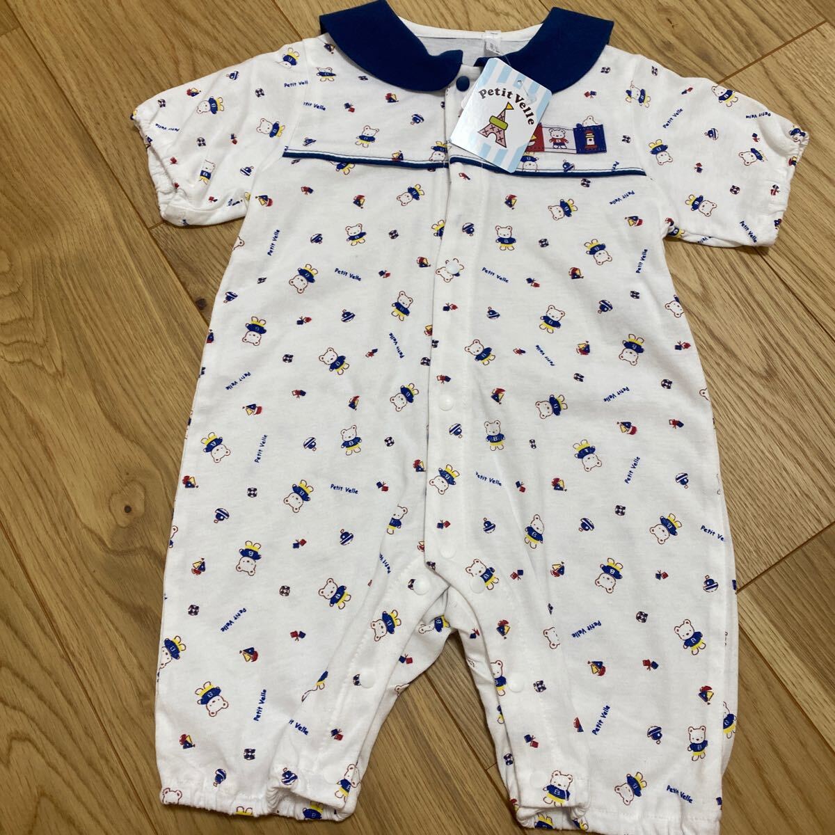 70-80 ショートオール　くま　ベビー服 ロンパース 