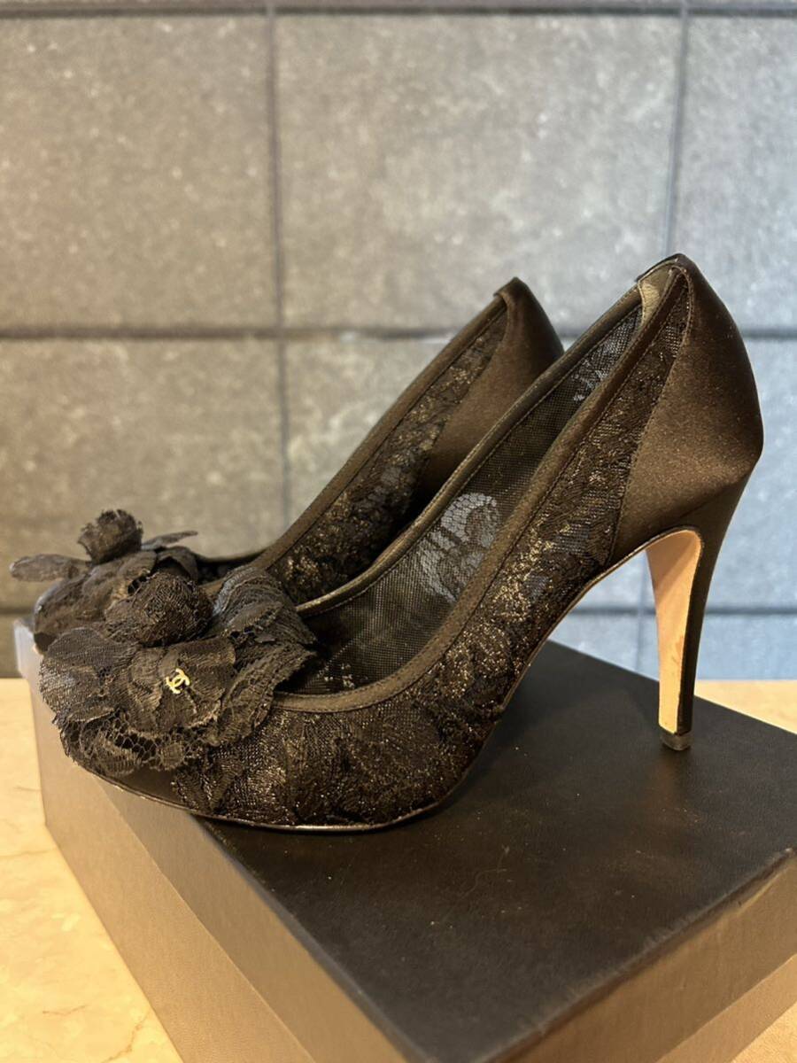 CHANEL カメリア　レース　パンプス 