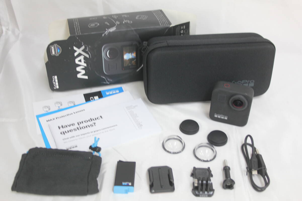 【返品保証】 【録画再生確認済み】【元箱付き】ゴープロ Gopro Max バッテリー付き 付属品多数 アクションカメラ v6931