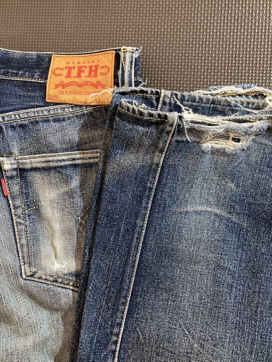 THE FLAT HEAD フラットヘッド　デニムパンツ　ジーンズ　ダメージジーンズ　ジーパン ボタンフライ　size:W29 L36