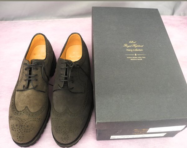 【変色】ロイヤルハイランド 42nd 25cm ROIYAL HAIGHLAND Navy Collection バックスキン CH5505S-31　サイズ７ ネイビー　未使用　