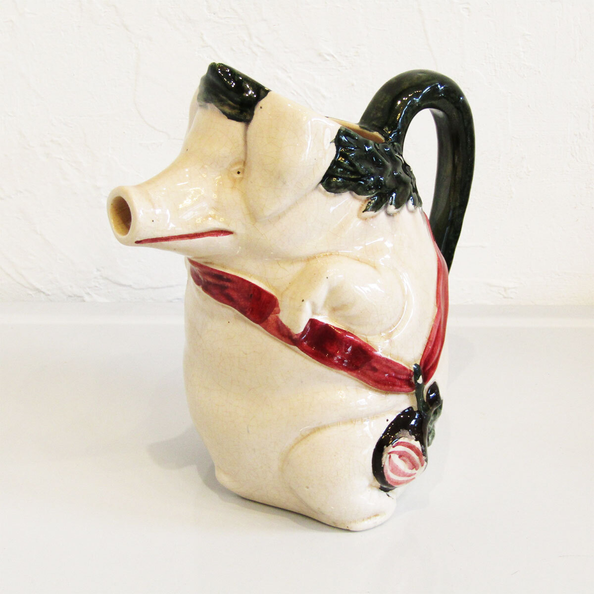 ★フランス / Monk Pig / 豚 / ブタ / ピッチャー / 陶器 / アンティーク / マジョリカ陶器 / ジャグ