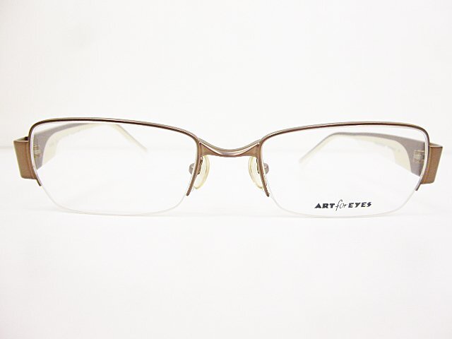 ∞ MUNIC EYEWEAR ミュニックアイウェア 眼鏡 メガネフレーム ART for EYES AE85 51□18 ハーフ ブラウン ホワイト 日本製 □H8