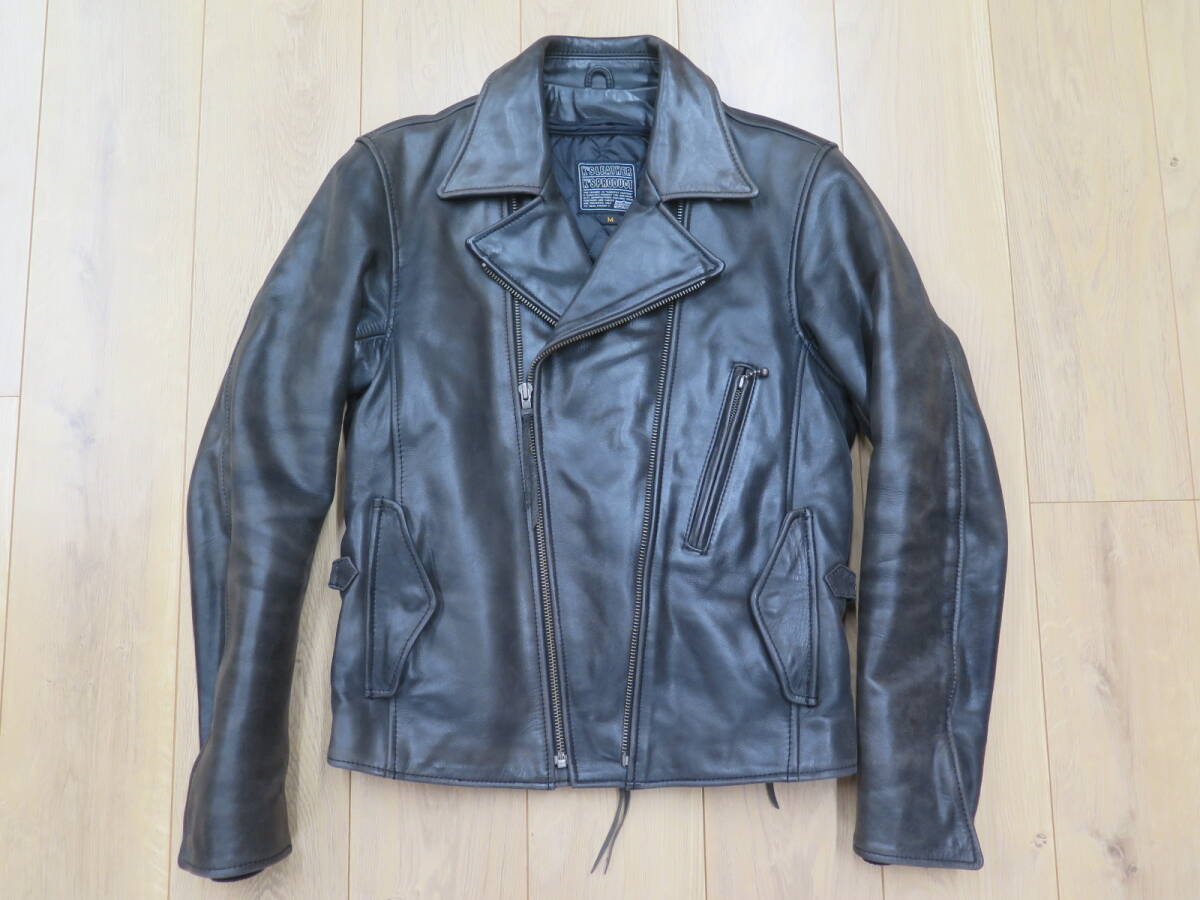 美品　サイズ：M　KADOYA　カドヤレーシング　牛革　ライダースジャケット　茶系　キルトライナー付き