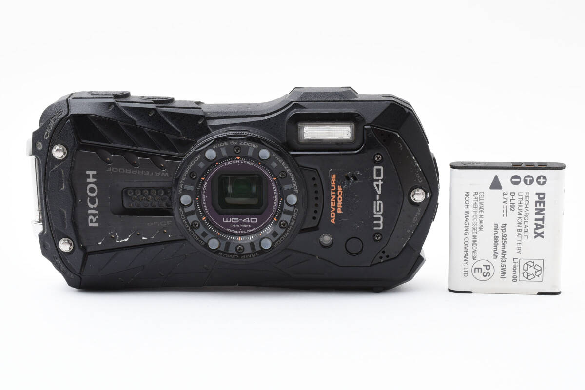 RICOH WG-40 ブラック コンパクトデジタルカメラ コンデジ 防水カメラ #M11118