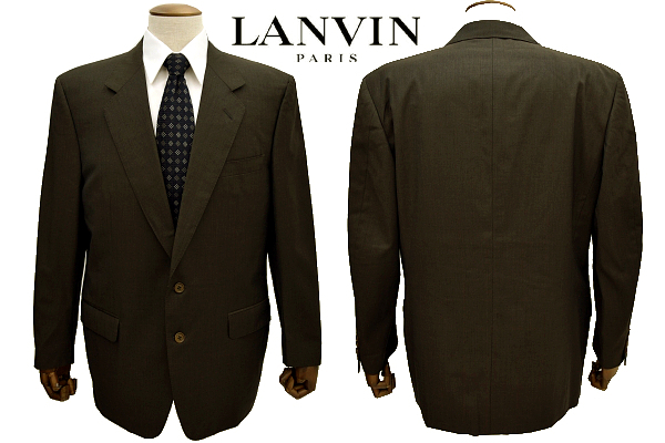 L-1449★美品★LANVIN PARIS ランバン パリ★秋冬 イタリア製 ブラウン茶色 チェック柄 シングル テーラードジャケット ブレザー 52