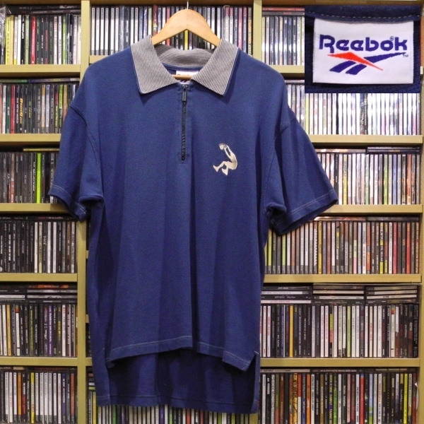 REEBOK リーボック 90’s オールド ビンテージ シャキールオニール ロゴ シャックアタック 半袖 ポロシャツ 青紺 L