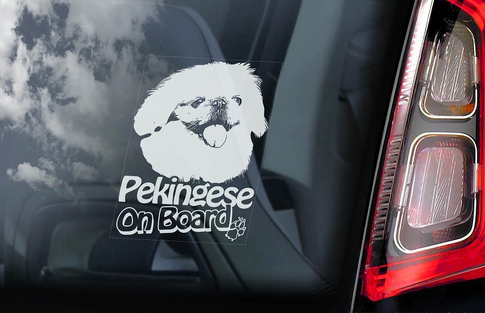 ◆【ペキニーズ（ジンバー）⑤】外張り カーステッカー 135×100mm 外貼り カー ステッカー シール DOG ON BOARD@D7 4121