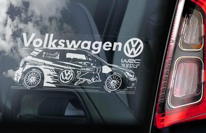 ◆フォルクスワーゲン WRC 外張り@カーステッカー@デカール 220×100mm 外貼り カー ステッカー ウインドウ シール@ラリーカー B2@2613-3