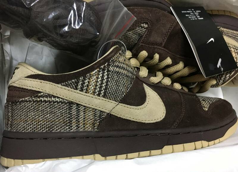 国内正規品 ゴールドデンサイズ デッドストッタグ未切除♪ NIKE DUNK LOW PRO SB TWEED us9.5 27.5cm ナイキ ダンクロー ツイード 