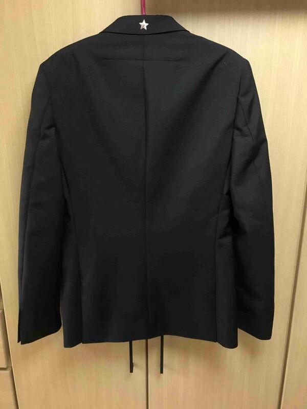 正規美品 18SS Givenchy ジバンシィ ジバンシー スター 星 スタッズ 装飾 テーラードジャケット 黒 44