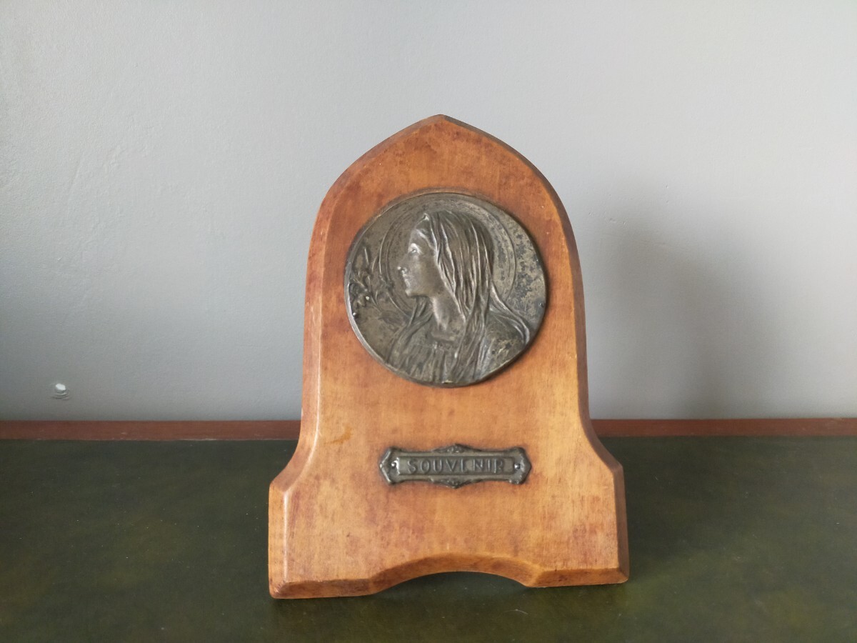 ★アンティーク品★聖マリア スタンド式 折り畳み式 木製＆メタル製 フランス