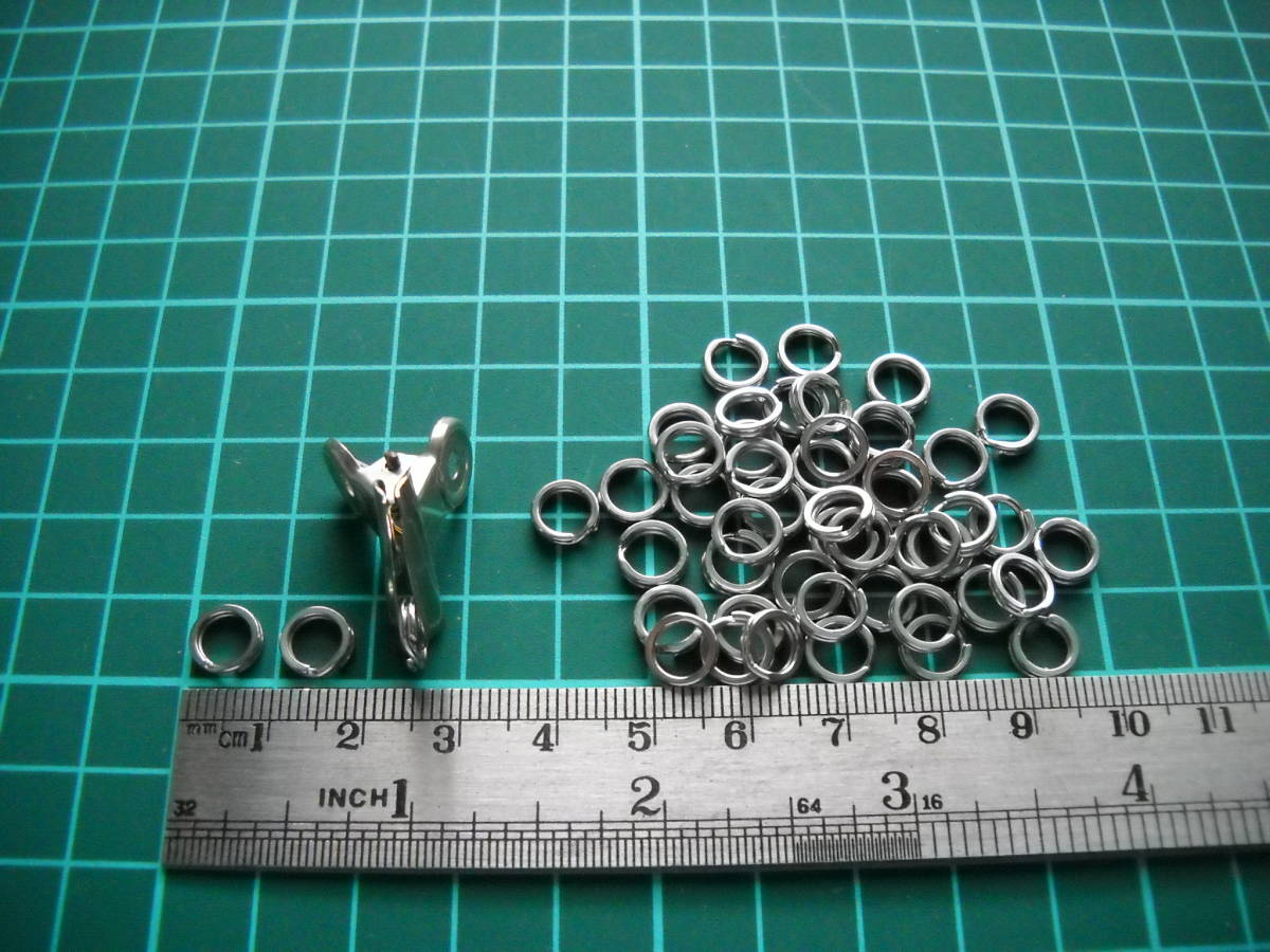 平打ちスプリットリング（ 扁平リング）外径約7.8mm内径5.5mm 50個 (ステンレス製)その2