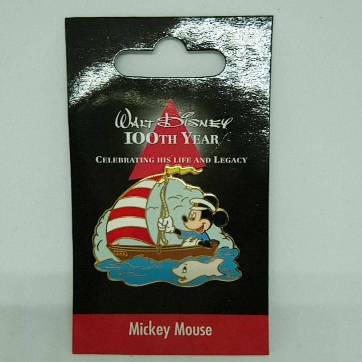 ♪ ディズニーストア ジャパン ピンバッジ Walt Disney 100th Year Mickey Mouse #5 ミッキー セイリング ヨット 2001年 新品 Sailing