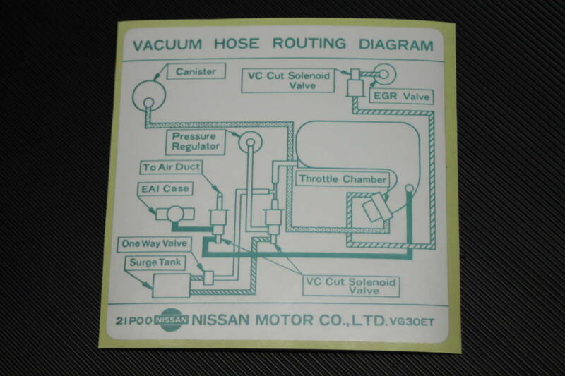 フェアレディZ Z31 バキュームホースラベル コーションラベル VG30ET 北米仕様 新品未使用 1987～ 後期型