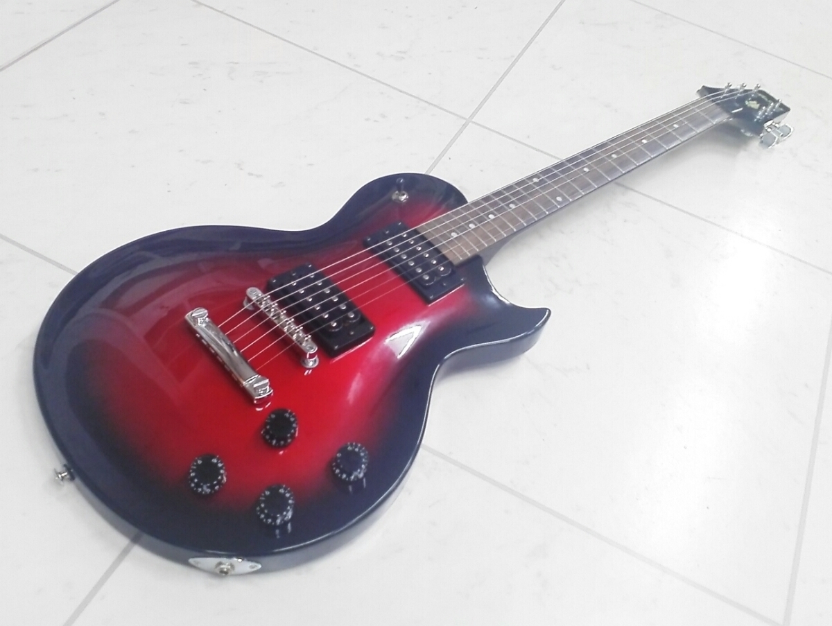 レスポール系 アリア プロⅡ PE ワイン赤系レッドグラデーション aria pro2 pe proⅡ ちょっと変形 フレット磨き 滑り止め オマケ 即決！