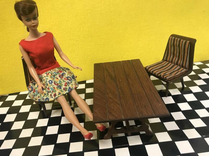 ヴィンテージバービー☆マテル　MODERN FURNITURE テーブル、椅子セット☆ミニチュア家具、モダン、1/6、1958、vintage barbie