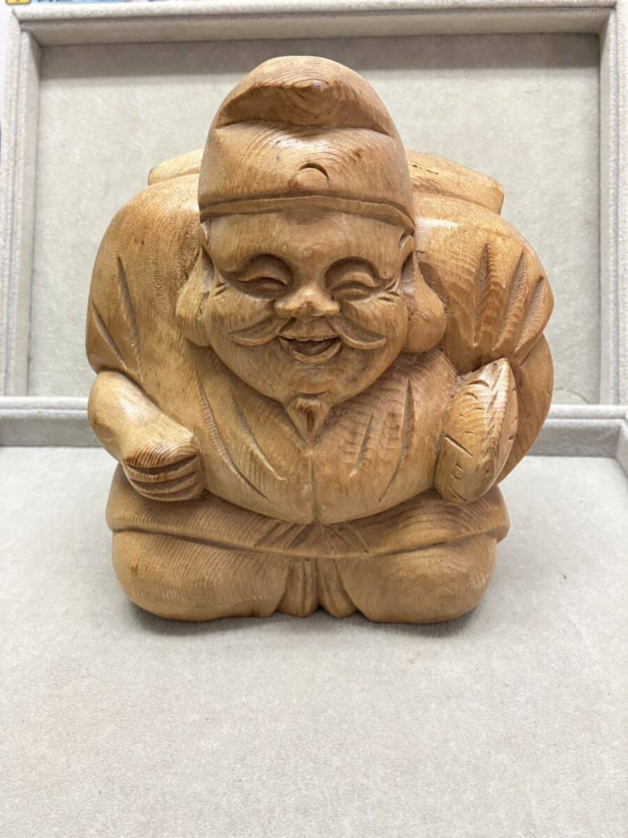 大黒様　大黒天　七福神　木彫り 置物 60サイズ