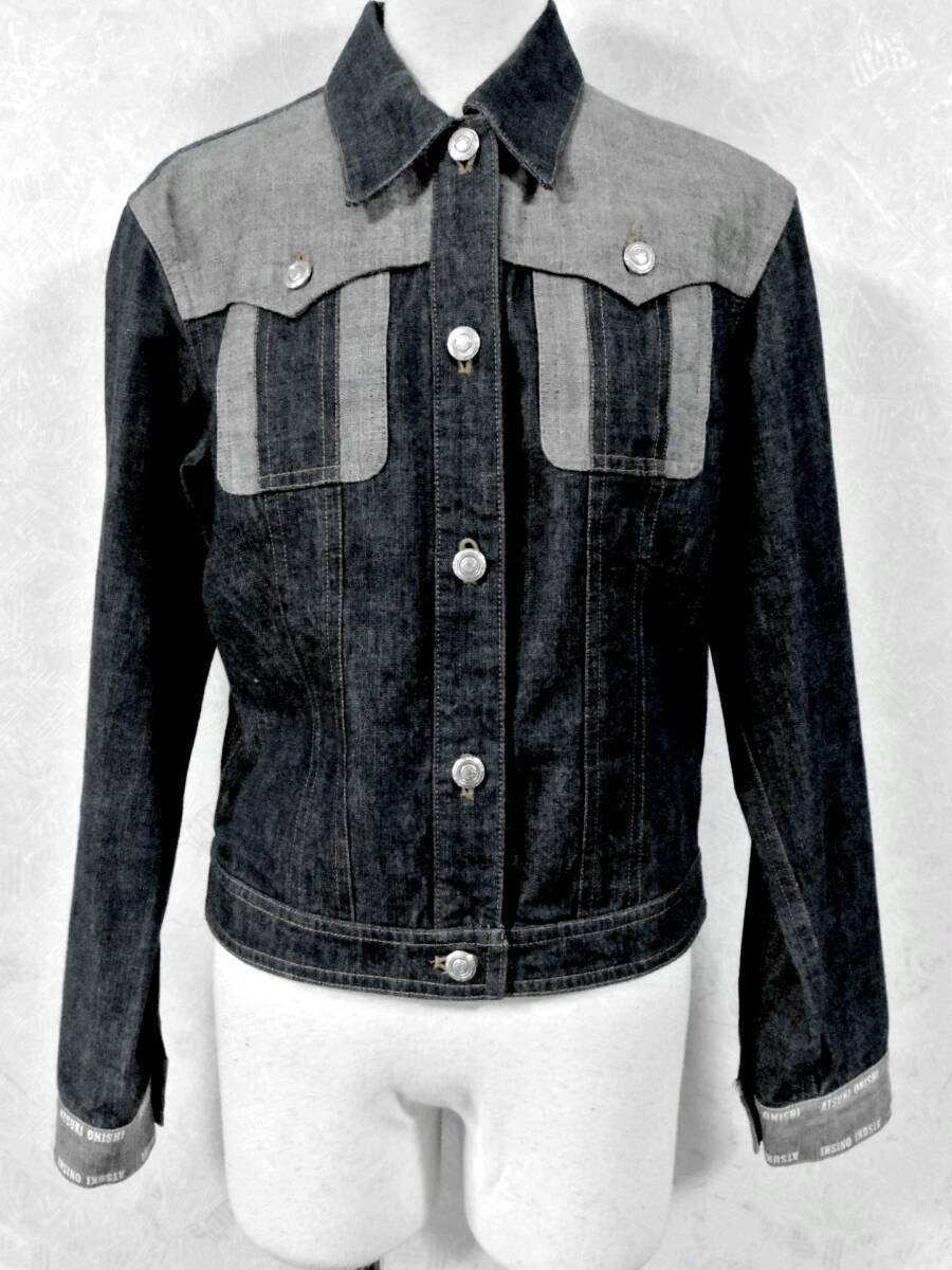 　SALE!! 即決！！アツキオオニシ　ATSUKIONISHI　カラー切り替えＧジャン　手首にロゴ入り　中古　Mサイズ