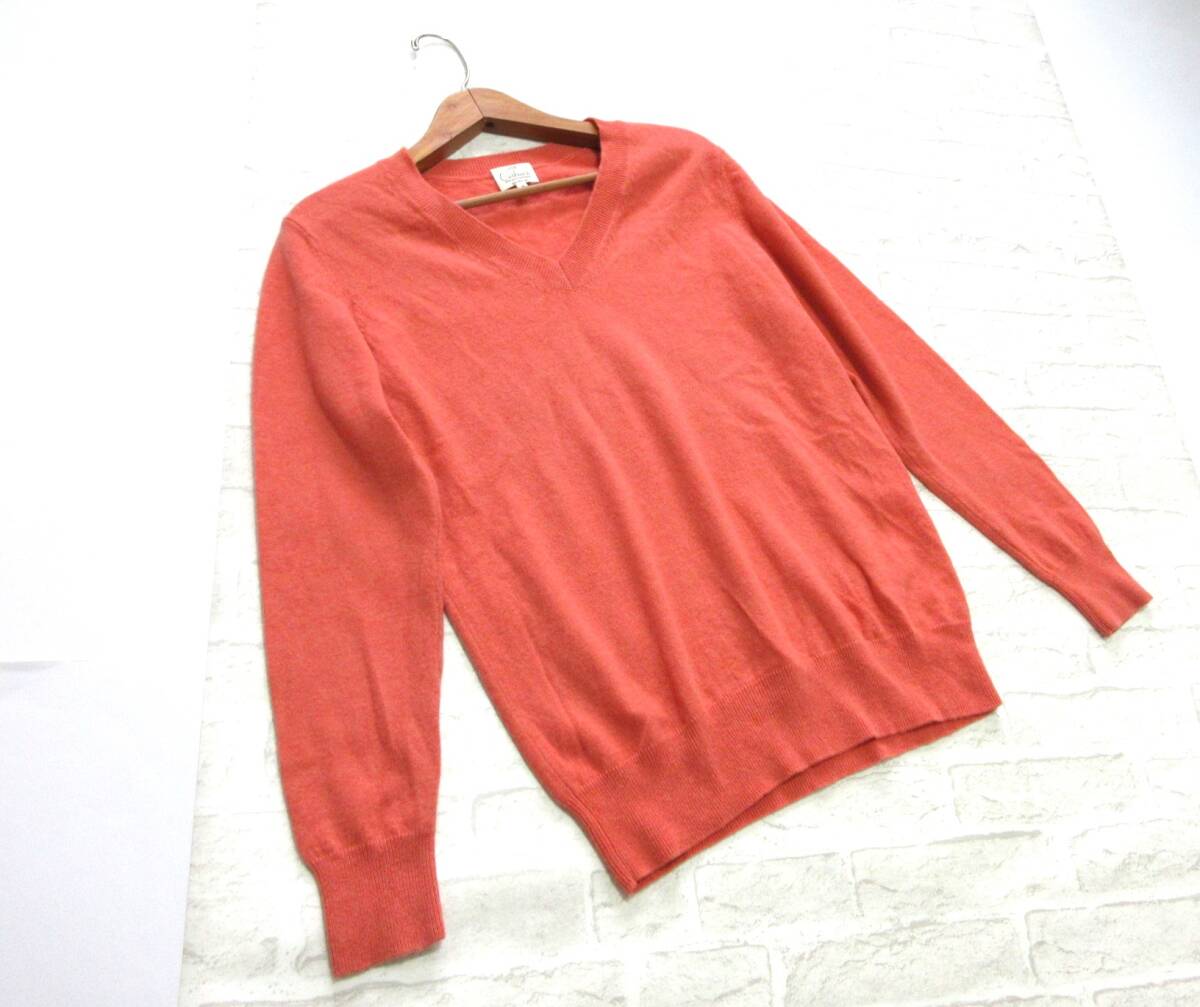美品 送料込み 23区 ニジュウサンク オレンジ カシミヤ プルオーバー ニット ( カシミア 100％ ゆったり 暖かい Vネック セーター トップス