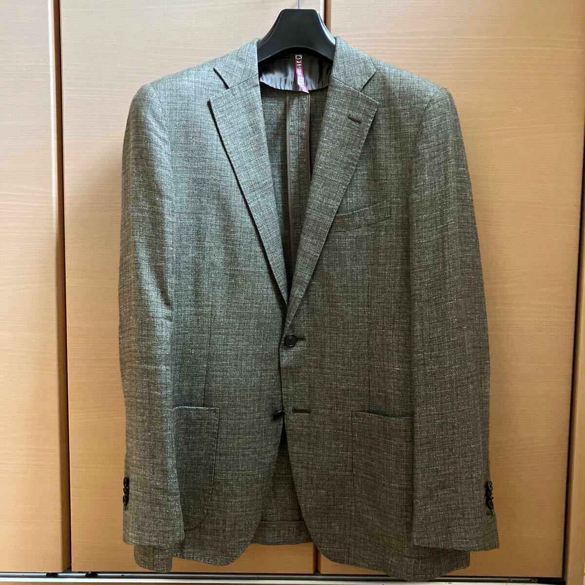 1回の利用 REDA ウール リネン 175 - 6 M -L 46 - 48 程度 オリーブ カーキ ユニバーサル ランゲージ スーツ カンパニー ジャケット　麻
