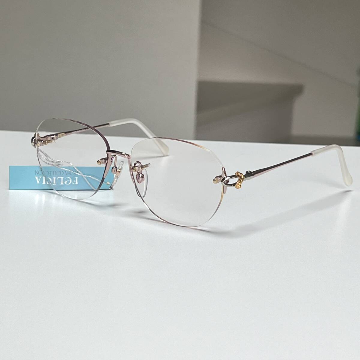 デッドストック◆HOYA EYE JEWELRY ホーヤ アイジュエリー K18飾り 眼鏡フレーム メガネ ツーポイント 縁無し リムレス ヴィンテージ