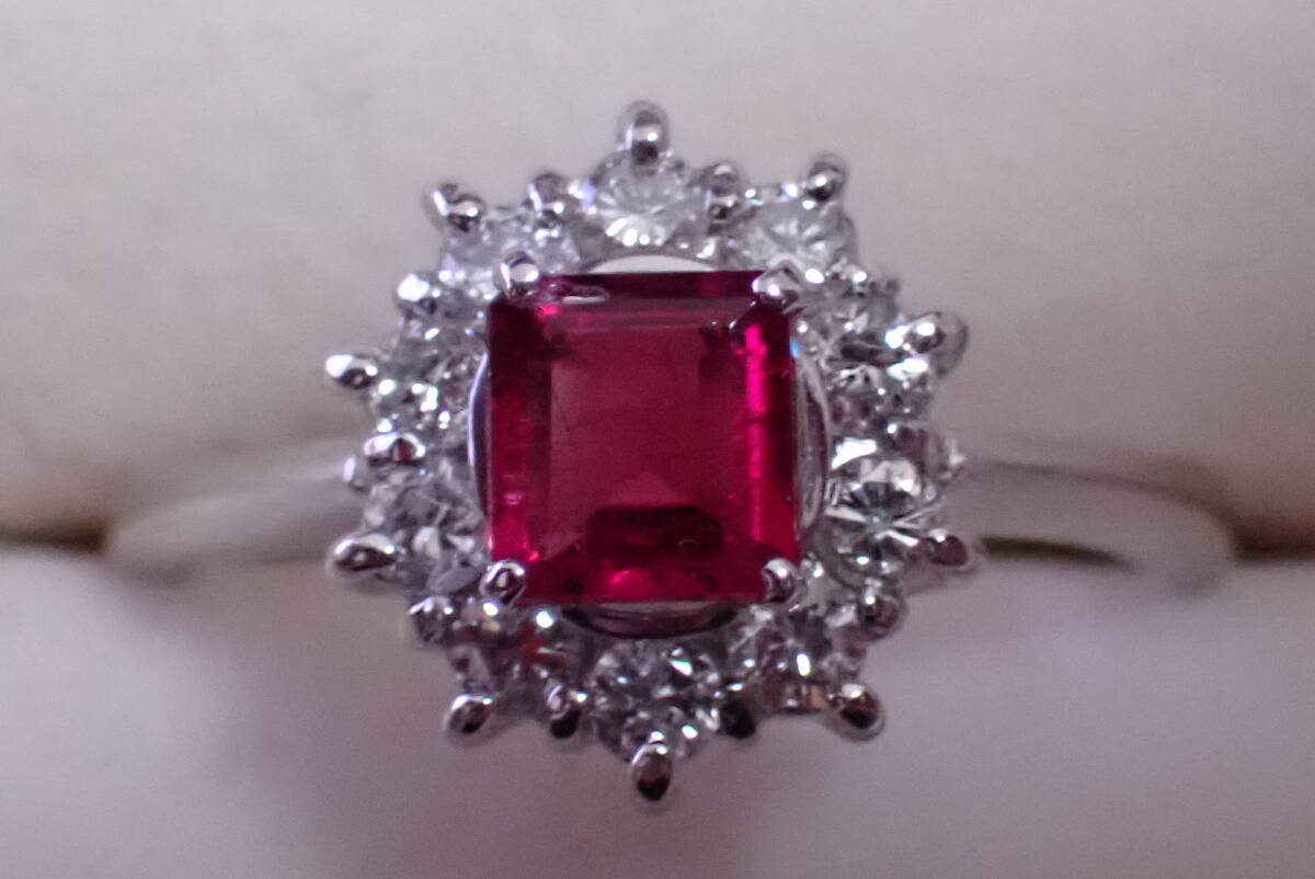 レッドベリル　指輪　0.41ct　D0.35ct　Pt900　サイズ１１