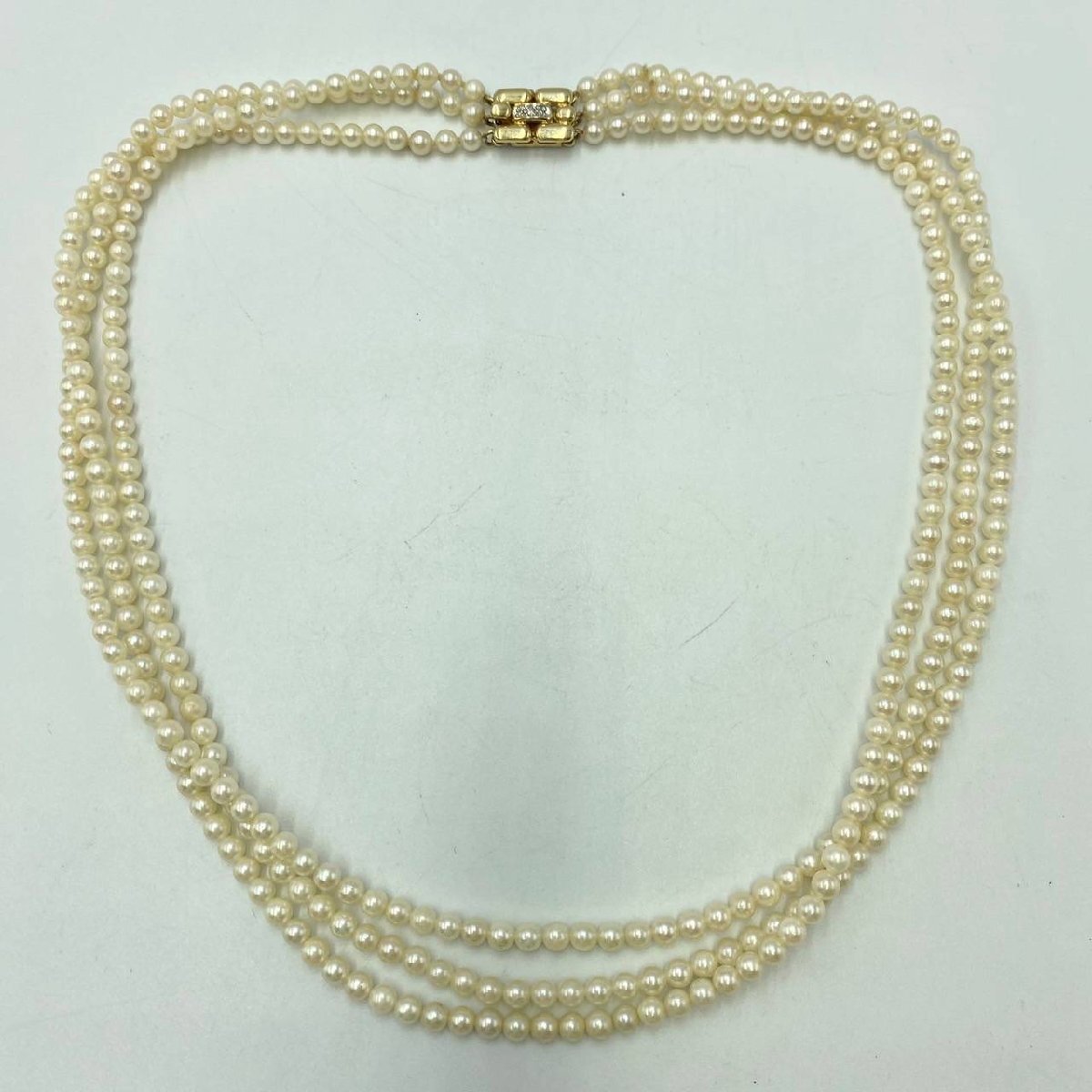 ベビーパール 3連 ネックレス＜アクセサリー＞ パール 約3mm K14 585 レディース