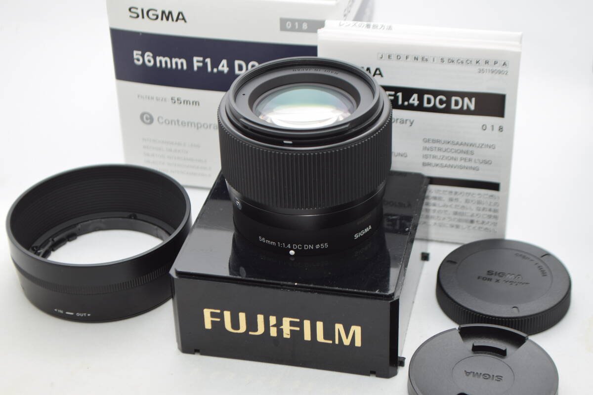 美品★SIGMA シグマ 56mm F1.4 DC DN Contemporary フジフィルム Xマウント用★元箱付