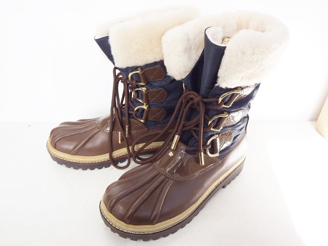 トリーバーチ TORY BURCH レディース ブーツ size37（23.5cm相当） ■中ボア ナイロン/エナメル/レザー ネイビー/ブラウン