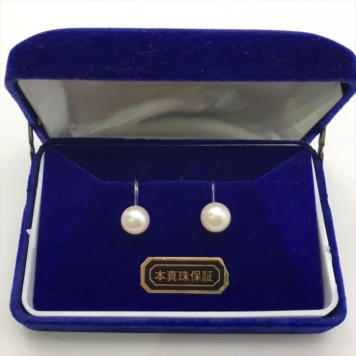 美品 本真珠 パール 7ｍｍ 照り良好 シルバー 刻印 イヤリング アクセサリー レディース m13633