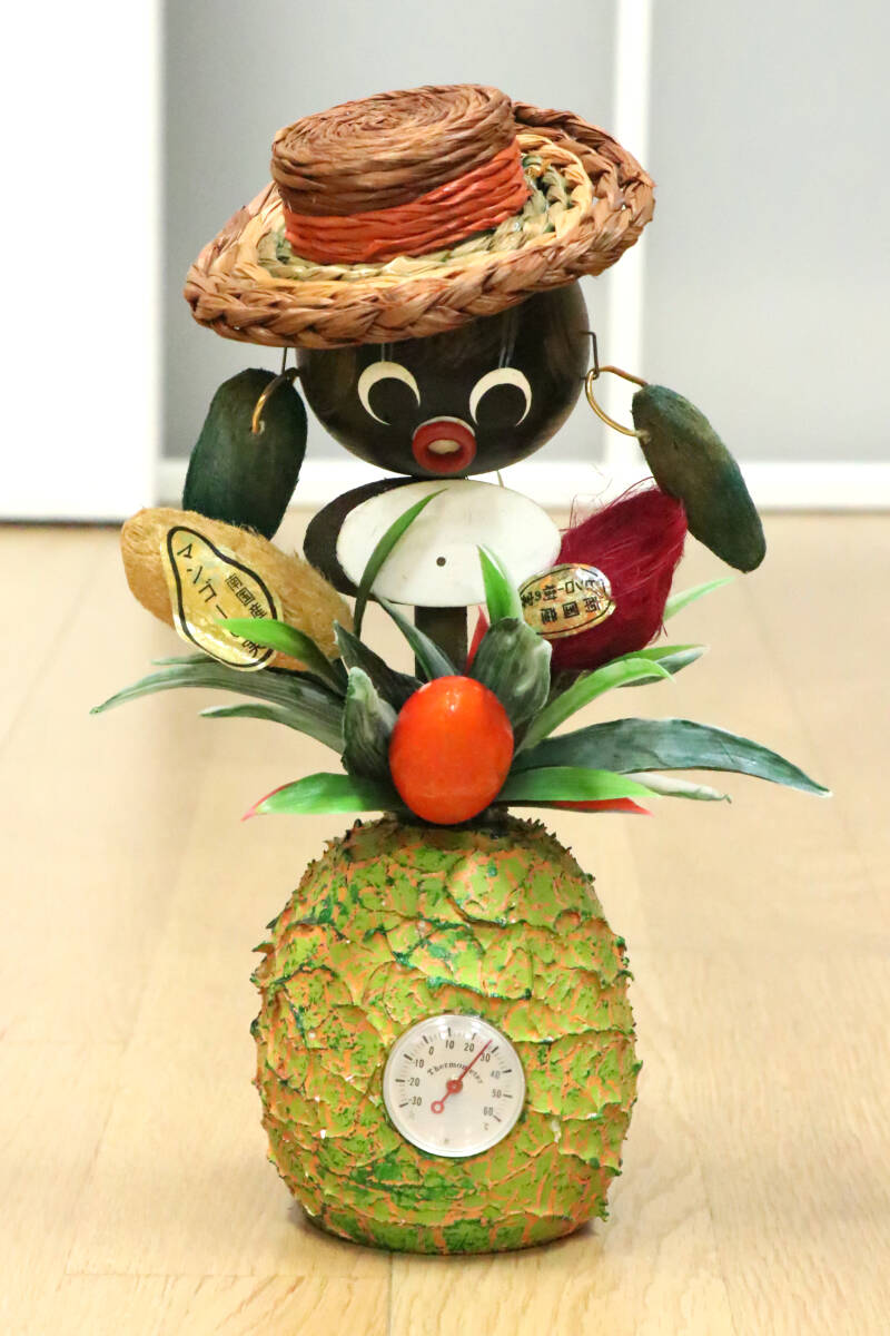 お土産　人形　クロンボ　直径10㎝×高さ27㎝　インテリア　温度計　中古品　【商品説明必読】⑥
