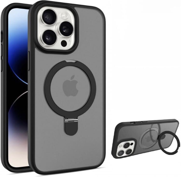 iPhone 16 Pro(6.3インチ)ケース MagSafe対応 スタンド機能 120°開閉可能 指紋防止 耐衝撃 一体型 車載ホルダー対応 ワイヤレス充電
